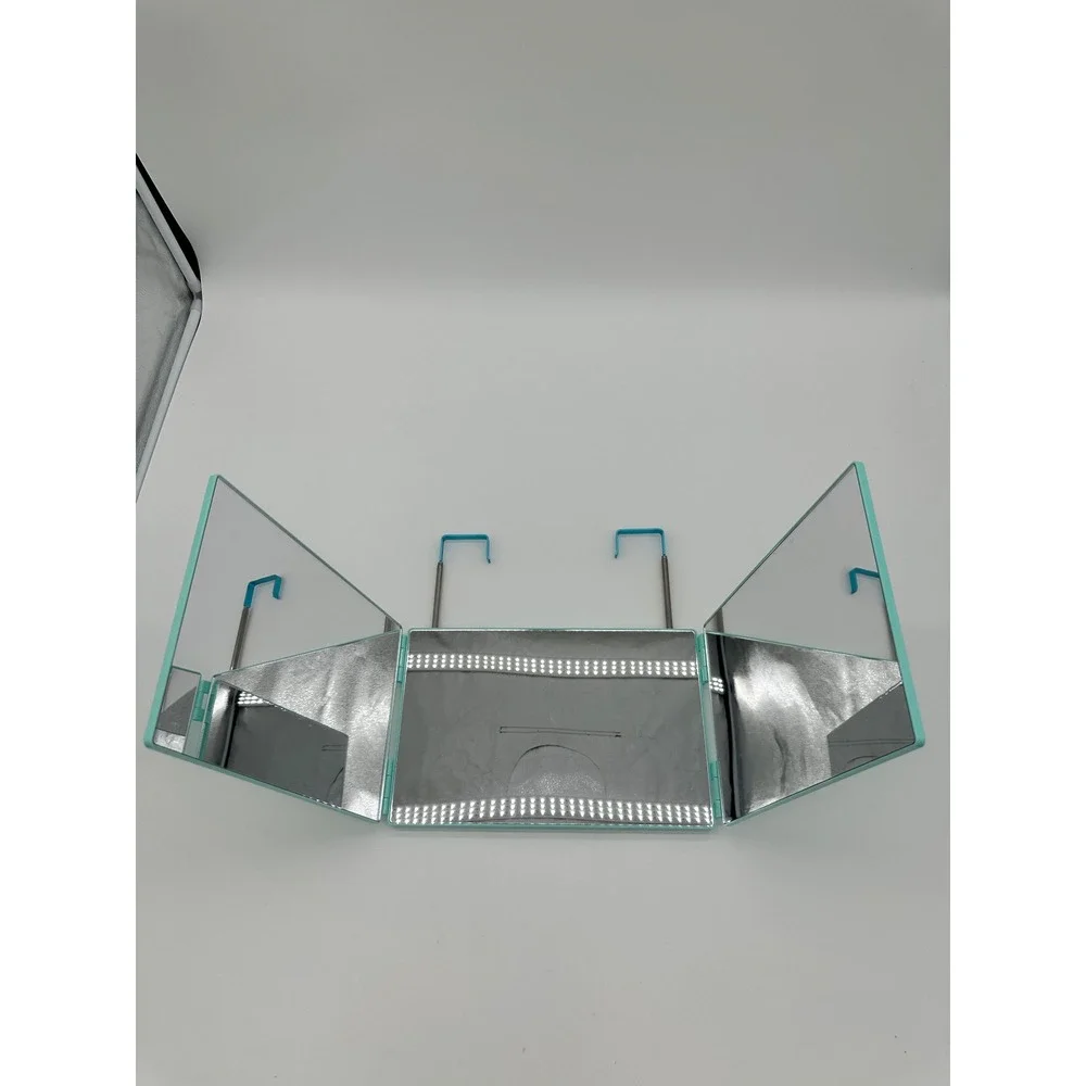 Self Style 3-Way Trifold Mirror Unisex‎ Hanging 360 Haircut Grooming Teal OS